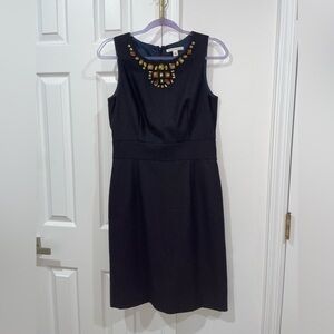 Banana Republic Wool Blend Jewel Neck Black Sheath Dress Knee Length Size 6 $165
